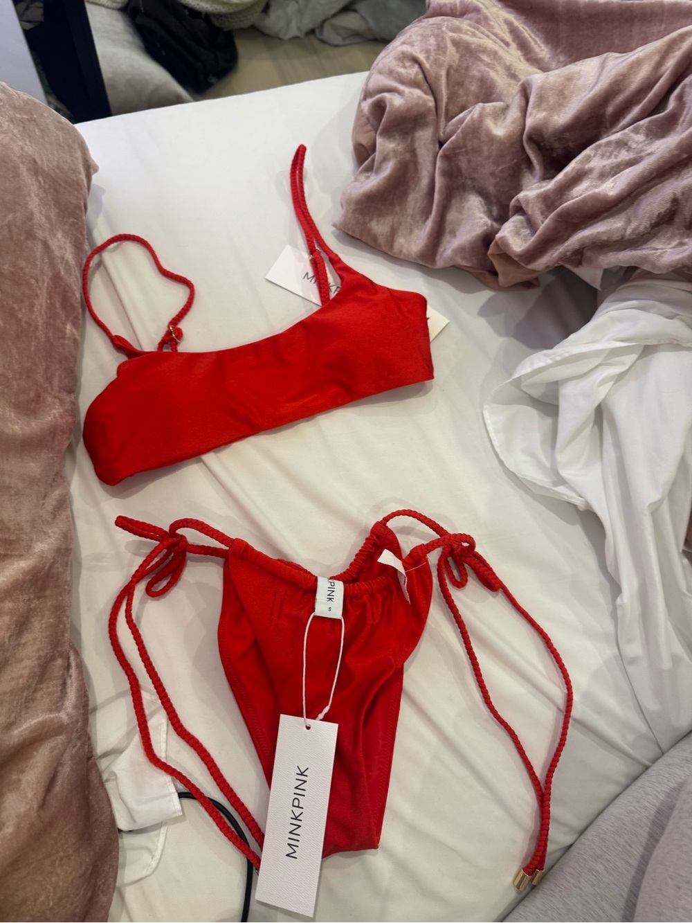 MINKPINK Vibrant Red Tie-Side Bikini